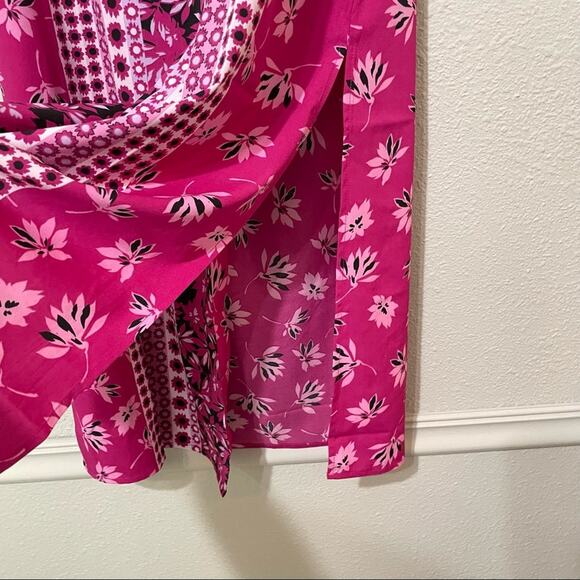 Bob Mackie Hot Pink Sleeveless Button Front Mini Dress Womens Medium Summer - Picture 5 of 9